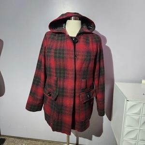 George red plaid button up coat plus size 2x